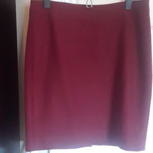 J crew factory red/burgundy wool pencil skirt 10p